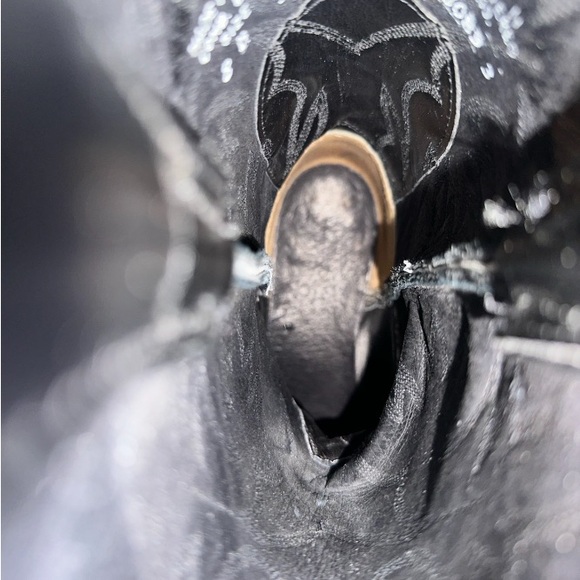 Vintage 90s Justin women’s Black African Dress Lizard skin cowboy boots - Picture 8 of 12